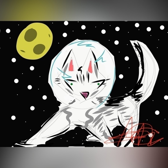 Digital art of coco the silver Somali by me this was dipped to be for a book - Picture 1 of 8